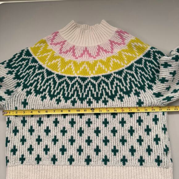 Old Navy Mock Neck Fair Isle Knit Oversized Nordic Sweater Barbiecore Women M - Picture 9 of 9